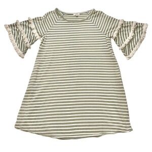 Umgee Green and Cream Striped Midi Dress